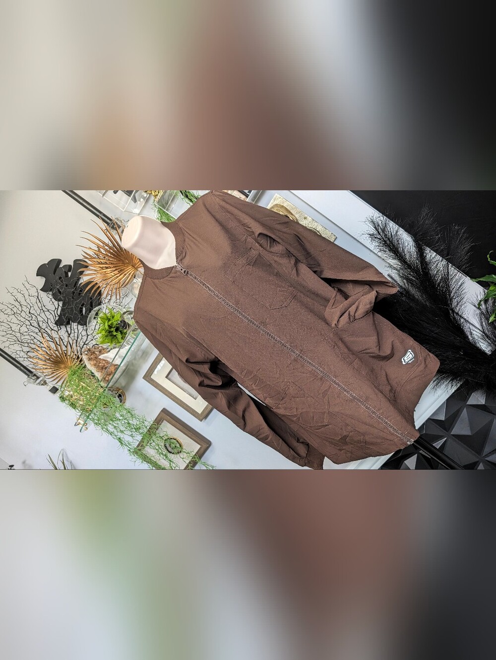 Sketchers Men's Brown Zip  Uniform Scrubs XS